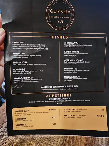 Menu photo 1 for Gursha, by Joe Lemley