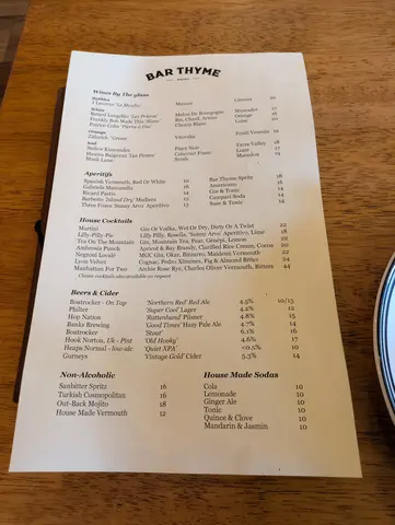 Menu photo 1 for Bar Thyme, by sventek