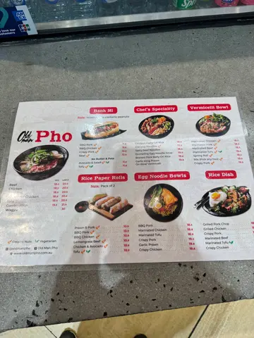 Menu photo 1 for Old Man Pho Emporium - Vietnamese Restaurant, by William Murphy