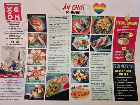Menu photo 1 for XE OM VIET STREET FOOD (COLLINGWOOD), by XE OM VIET STREET FOOD (COLLINGWOOD)
